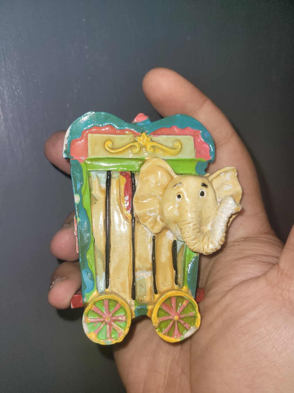 Vintage 1960s Ceramic Circus Elephant Train Car Handpainted Figurine